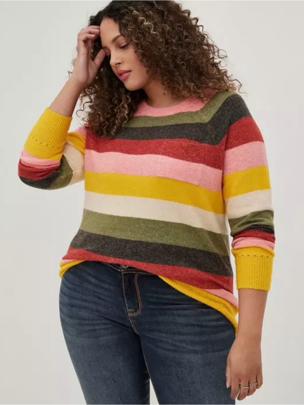 Torrid Multi Stripe Raglan Pullover Sweater Size 3X